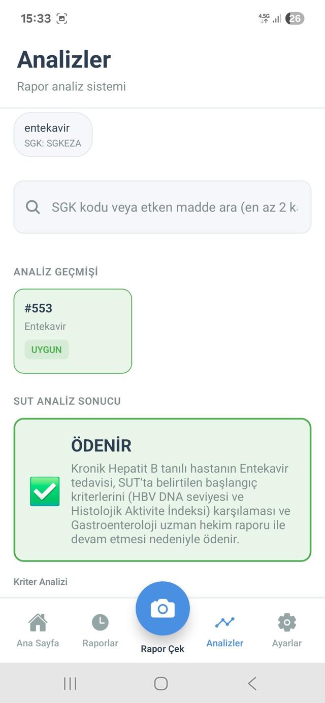 Analiz Sonucu